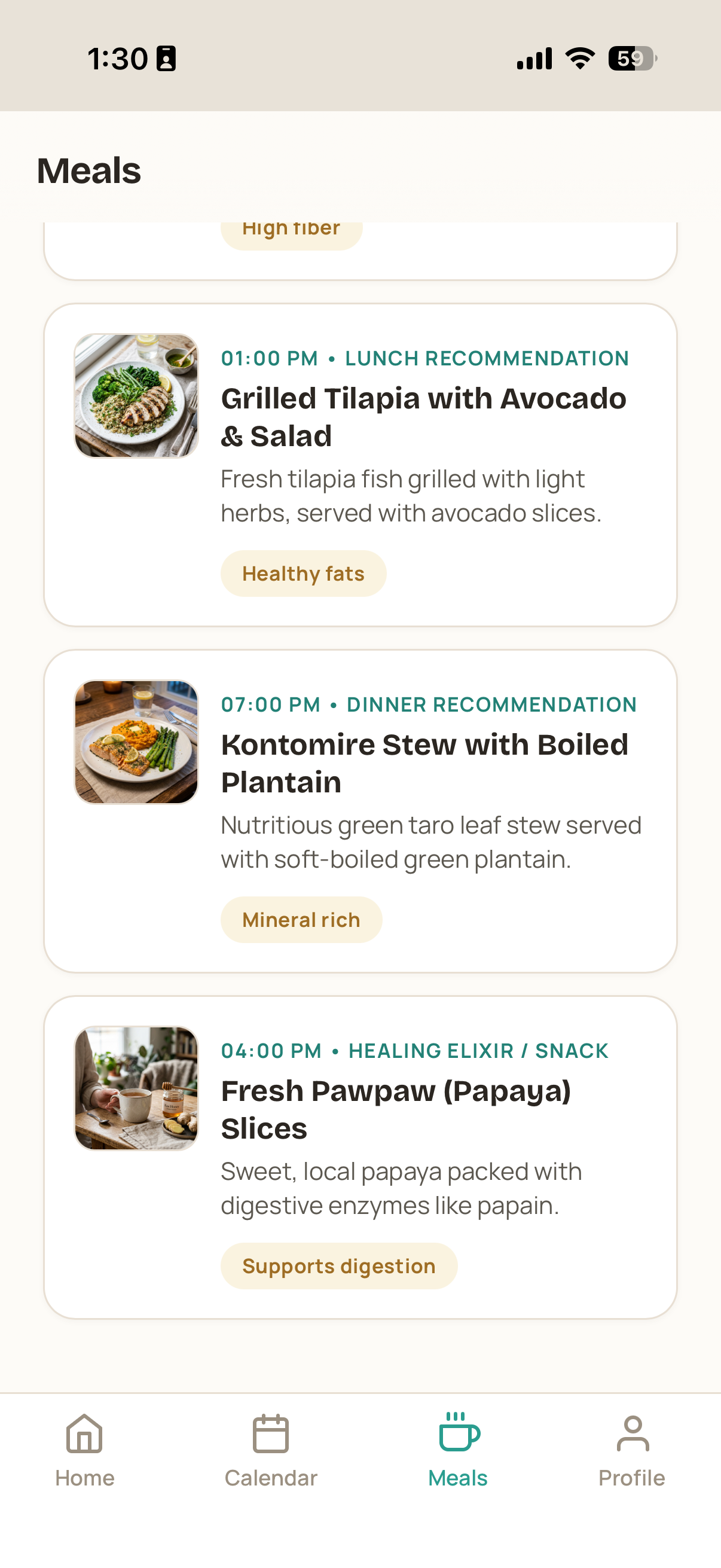 Mahealio Healing Menu Meals